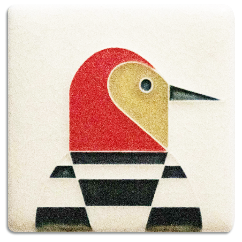 Cream Woodpecker 3x3 #3372 by Motawi. 