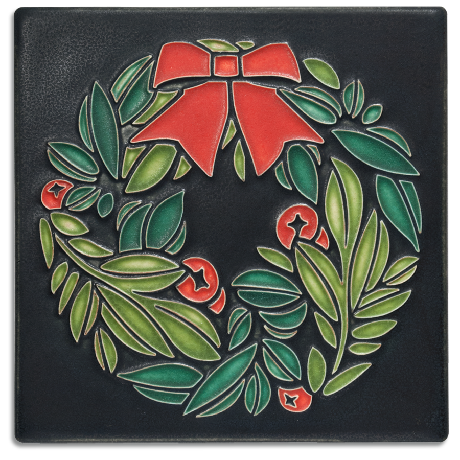 Wreath (Black) – 6x6 art tile