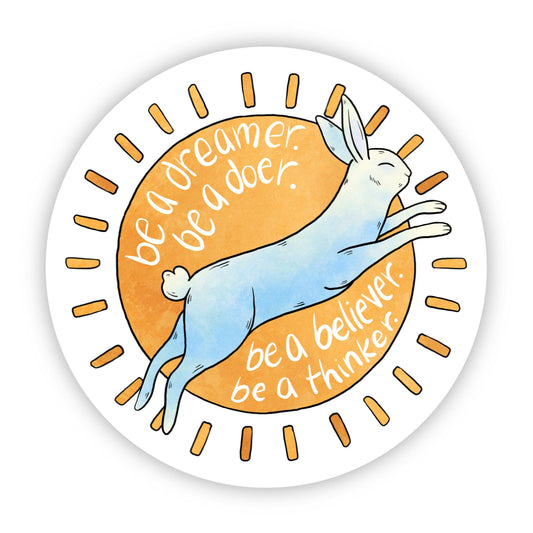 Be A Dreamer Rabbit & Sunshine Sticker - Blue
