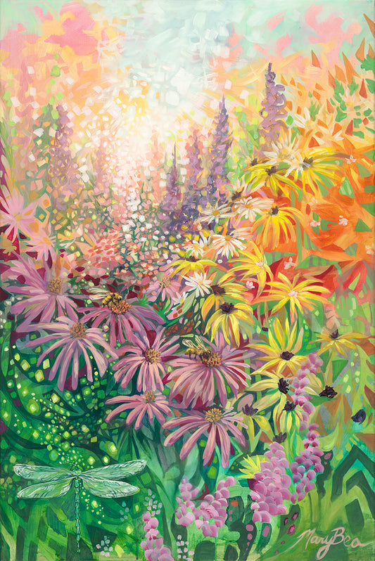 Dragonfly and Flowers Fine Art Print