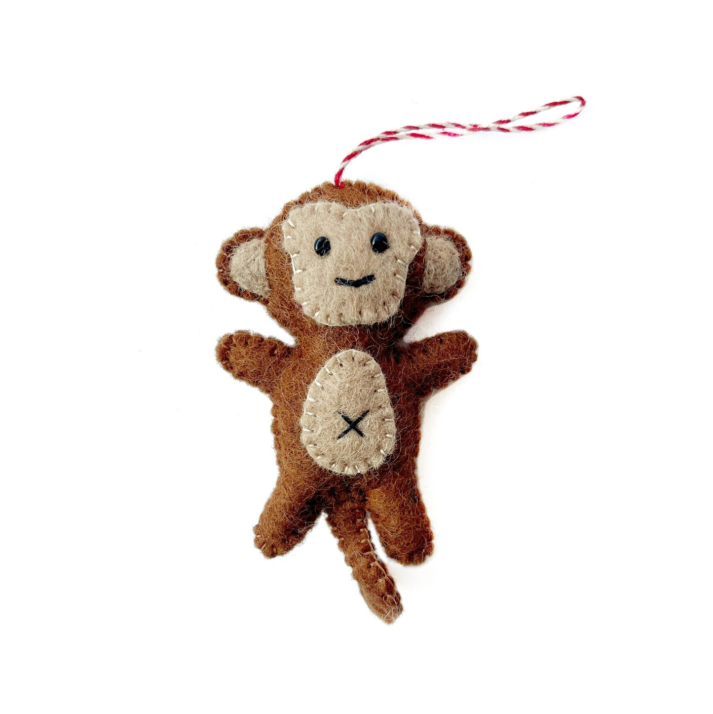 Monkey Felt Wool Ornament