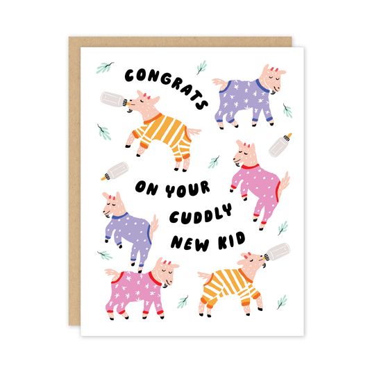 Cuddly Goats Baby Card