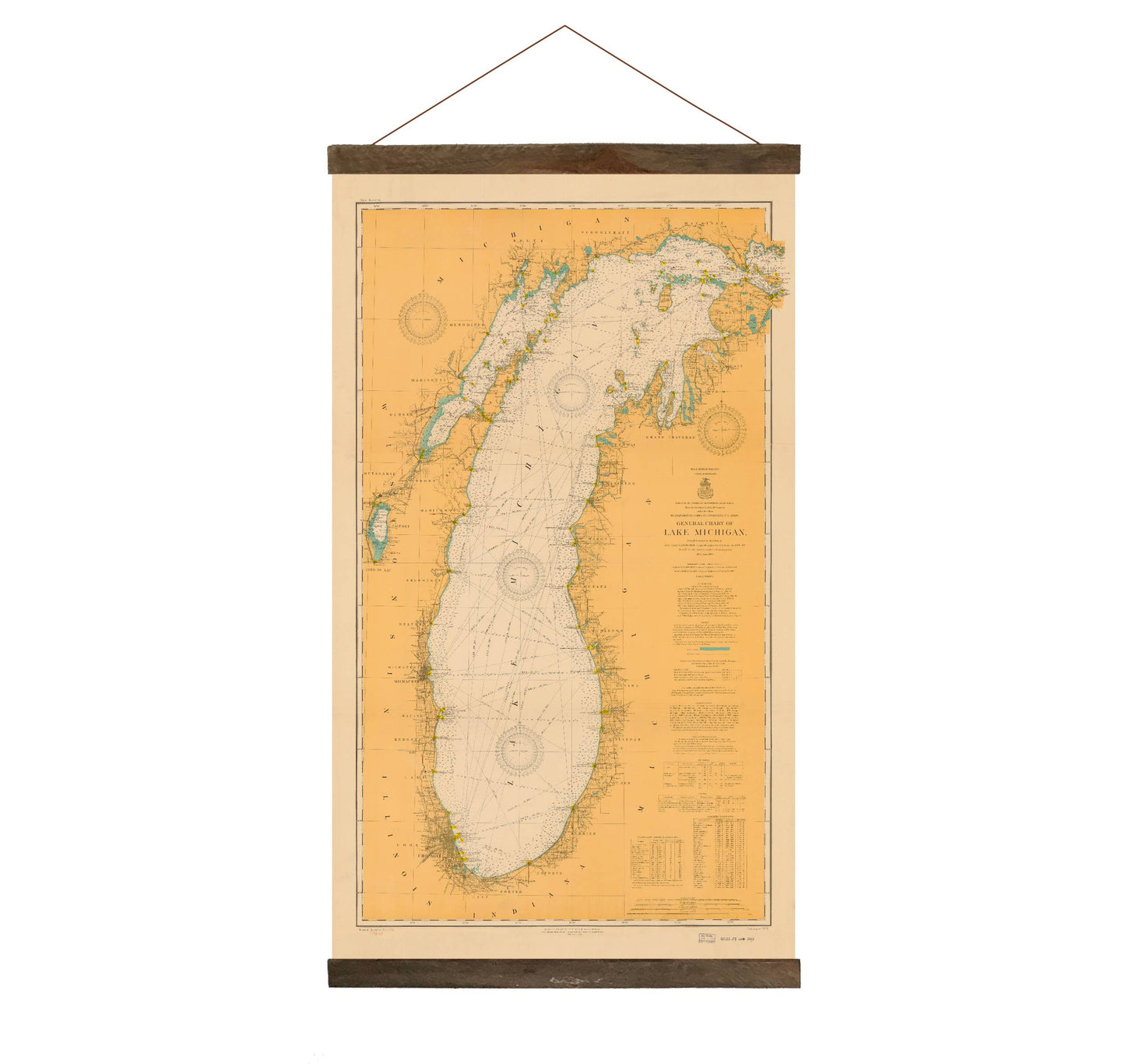 Lake Michigan 1909 Chart w/ Frame