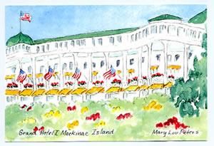 "Grand Hotel I" fine art print of a watercolor painting by Mary Lou Peters.
