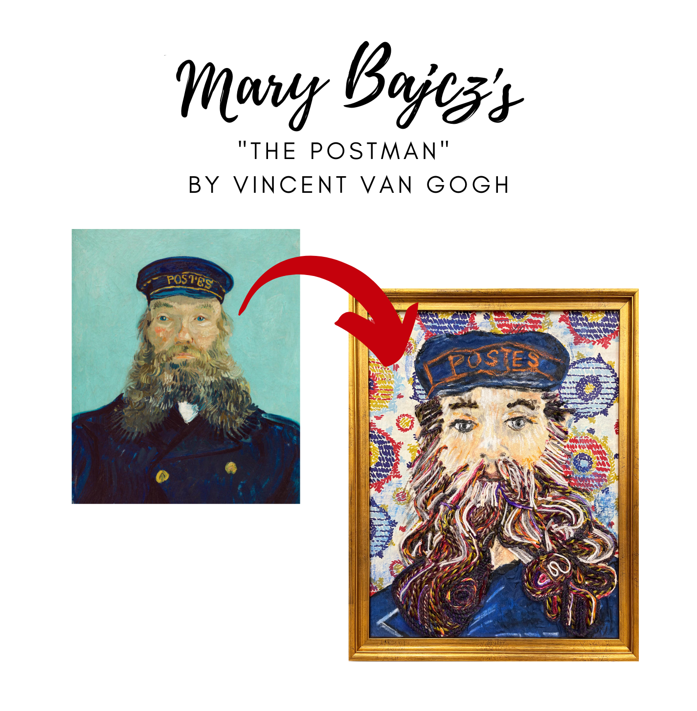 "Holiday-ified" Art Print of Vincent Van Gogh's "The Postman" by Mary Bajcz