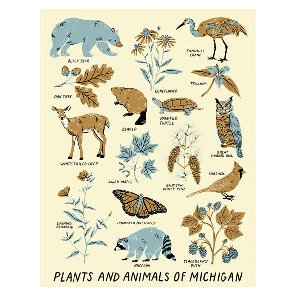 Animals and Plants of Michigan Art Print