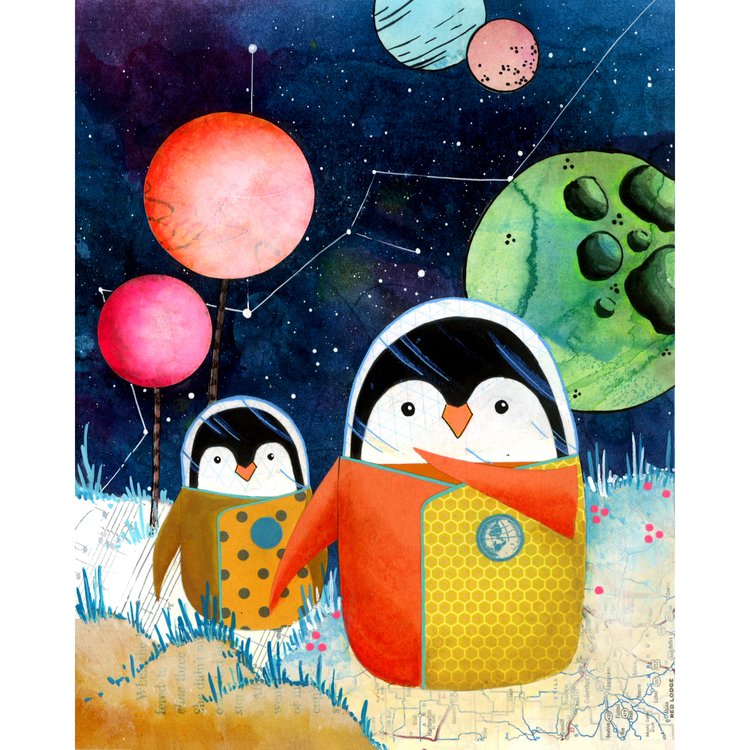 Space Penguins – fine art print